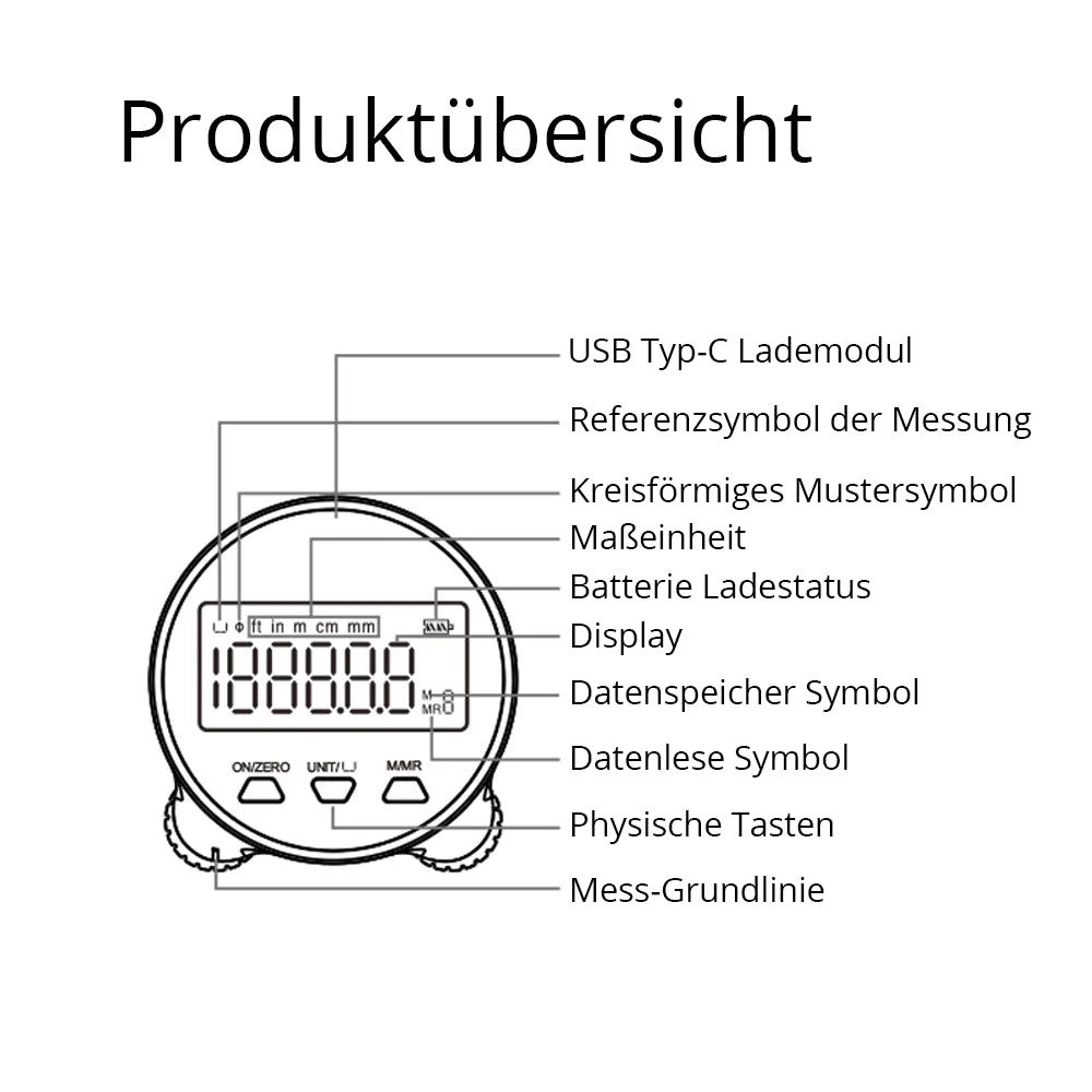 Smartes elektrisches Maßband mit verschiedenen Einheiten